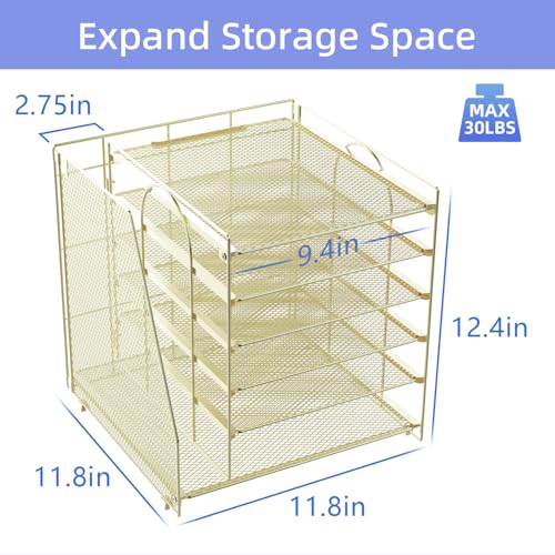 gianotter 6-Tier Paper Organizer With Magazine Holder, Desk Organizers and Accessories, Desk Accessories & Workspace Organizers, File Organizer for Office Supplies Storag (Gold, 6-Tier) - color: Gold, size: 6-Tier