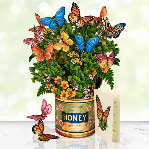 Freshcut Paper Pop Up Cards, Butterflies & Buttercups, 12 Inch Life Sized Forever Flower Bouquet 3D Popup Greeting Card, Birthday Cards, Thank You Card, Blank Notecard & Envelope - color: Butterflies & Buttercups, size: Classic
