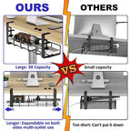 Under Desk Cable Management Tray, 31.5'' No Drill Heavy Duty Steel Cable Tray Organizers, Wire Management Tray Cable Rack with Clamp Mount, Adjustable Metal Under Desk Tray (Black, 2 Pack) - color: Black, size: 2 Pack