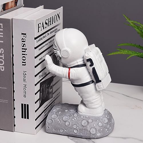 Book End Holder, Astronaut Bookends Outer Space Themed Astronaut Figurine Decorative Book Stoppers to Hold Books Heavy Duty Bookshelf Ends for Kids Rooms Space Decor Bookends (A-Silver Color) - color: Astronaut A-silver