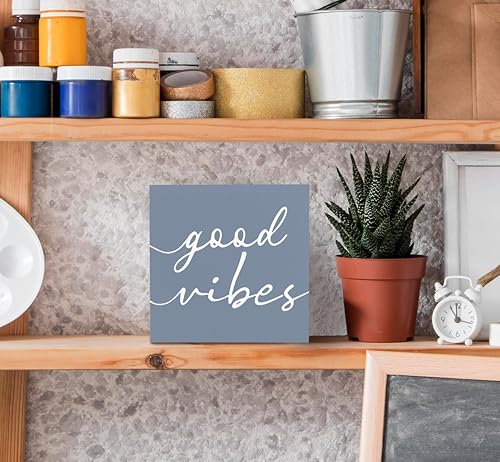 SRADMO Botanical Eucalyptus Leaves Wood Box Sign Desk Decor, Rustic Eucalyptus Leaves Wooden Block Box Sign Decoration For Home Office Shelf Table Decor (Bule) - color: light bule, size: 5″×5″