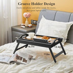 2 Pack Breakfast in Bed Tray for Eating, 16.92 x 12.6 Inch Bed Table Tray with Folding Legs & Handles, Bamboo Food Lap Trays Fits for Adult Kids Eating/TV/Surgery Recovery by Easoger. Set of 2 - color: 2-black 2 Pack