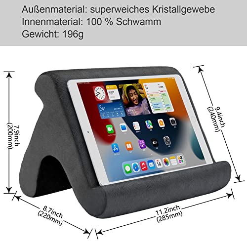 SAMHOUSING Tablet Pillow Stand - Holder & Dock for Bed with 3 Viewing Angles, Compatible with Tablets, Phones & iPad Pro 9.7, 10.5, 12.9 Air Mini 4, 3, Kindle, E-Reader & Books (Grey) - color: Grey