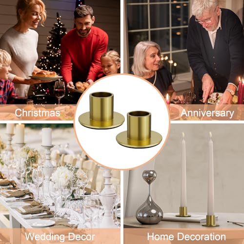 2 Pcs Brass Candle Holder - Elegant Taper Candle Holders, Classic Brass Candlestick Holders for Table Centerpiece, Festive Christmas Mantel Display or Sophisticated Home Decor - color: Brass