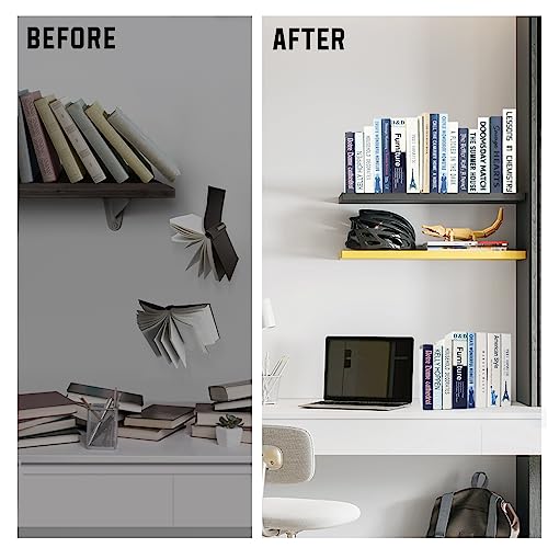 VONDERSO Metal Bookends White, 2 Pairs Metal Bookends Heavy Duty for Shelves Decor Home Office, Unique White Book Ends Supports Anti-Slip for Kids Girls - color: White -1
