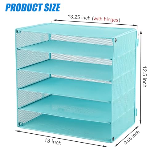 EASEPRES 5 Slot Mesh Desk Organizer Tray, File Paper Letter Folder Holder Desktop Paper Sorter Mail Organization Rack Storage Accessories, for Office Home School Classroom, Blue - color: 5 Tier Blue