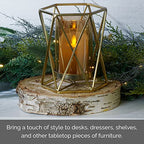 Elements 6.89x5.91x8.07 Inch Metal Gold Wire Hexagonal Candle Holder, Amber Glass Cylinder, for Use with Pillar Holder, Modern, Contemporary