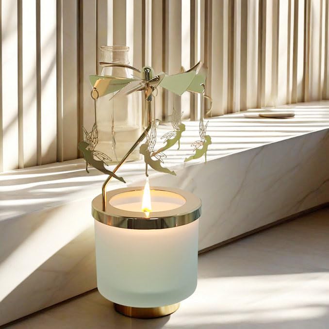 kingnero Lavender Scented Candle Carousel Rotary Candle Holder Spinning Tea Light Holder Birthday Gifts for Women, Mom, Wife, Girlfriend, Sister, Female Friends, (Golden Fairy) - color: Golden Fairy