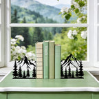 Metal Bookends Mountain Bookends Decorative Modern Book Ends for Shelves Bookshelf Home Office Desk Decorative Shelf Stoppers for Books Space-Saving Desk Organizer - style: Mountain Decorative Bookends
