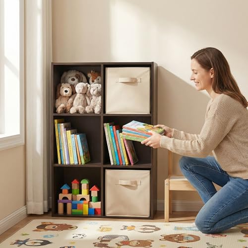 6-Cube Black Storage Rack, Equipped with Hardware Accessories and Installation Instructions. Suitable for Home and Office Can be Placed Horizontally or Vertically. (Espresso)