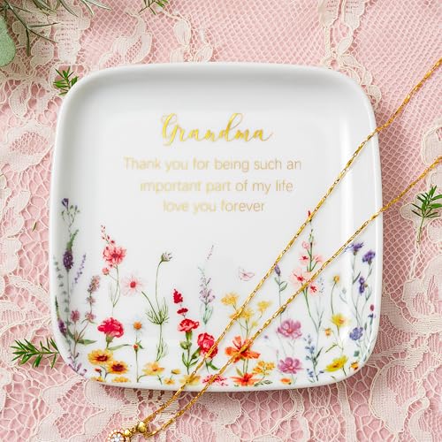Crisky Jewelry Ring Dish for Grandma Birthday Gifts Thinking of You Gift for Grandmother New Fist Time, Personalized Christmas Valentine's Gift Ideas from Grandson Granddaughter (Love You Forever) - style: Grandma Thank You for Being Such an Important Par