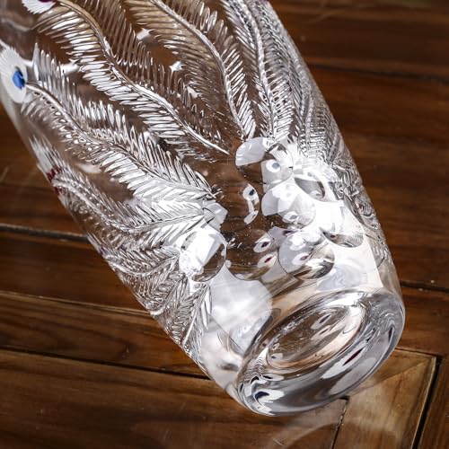 Unique Hand Painted Colorful Peacock Shaped Crystal Glass Vase-11 inch Tall. - color: Colorful