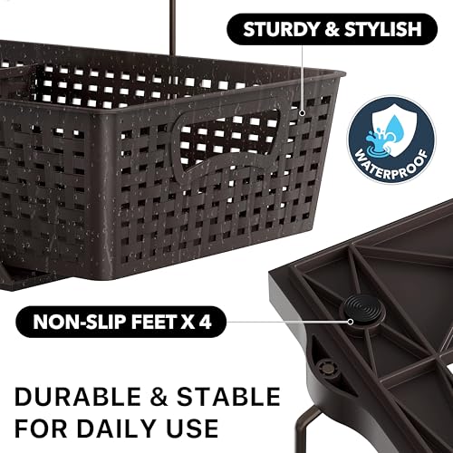 Simple Houseware 2 Tier Bathroom Organizer Tray Pull-Out Sliding Drawer, Under Sink Storage, Brown - color: Brown
