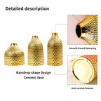 Ceramic Vase Set - 3 Small Vases, Luxurious Home Decor, Great for Centerpieces; Ideal Shelf Décor, Table Décor, Bookshelf, Mantle, Entryway- Gold