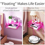 Acrylic Floating Nightstand, Bedside Table, Nightstand Shelf Wall Mounted Bedside Shelf (Pink, Small) - color: Pink