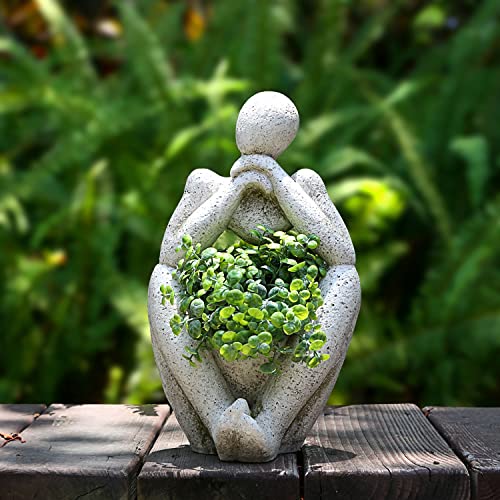 Large Planters for Outdoor Indoor Plants Head Face Planter Pot Unique Succulent Planters Flower Vase with Drainage Hole Thinker - color: Man