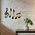 MANMAOHE Black Music Note Wall Sconce Metal Wall Sconce Candle Holder Set of 4 Wall Mount Tea Light Candle Holders Musical Symbol Candle Holder Rack for Home Office Classroom