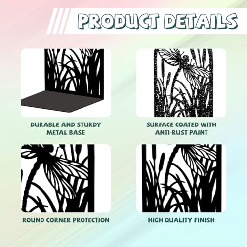 Peacoblue Metal Bookends for Shelves, Modern Decorative Heavy Duty Study Book Support Stoppers for Office, Desk, Shelf, Room 5.3"x4.3"x7.9" Cast Iron Simple Tall Bookends, 1 Pair (Dragonfly) - style: Dragonfly