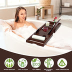 Premium Bamboo Bathtub Caddy Tray - Bath Tray - Bath Tub Tray Table for Bathtub - Expandable Size, Fits Most Bath Tubs - Brown - color: Brown