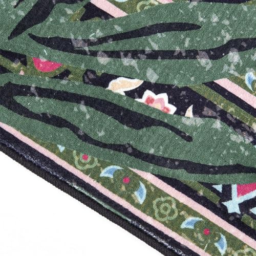 Oriental Tropical Kitchen Runner Rug 2x5 Washable, Thin Stain Resistant Black Boho Bathroom Runner Rug for Hallway Entryway Bedroom Laundry, Vintage Abstract Hippie Botanical Long Carpet - color: Black, size: 2' x 5'