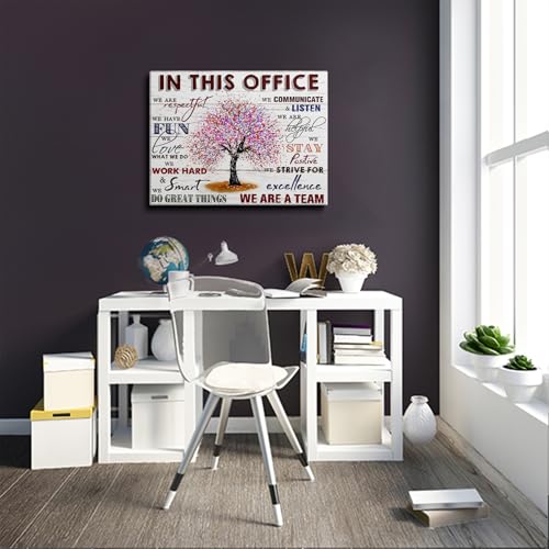HDXUFJQ Office Inspirational Wall Art In This Office Canvas Wall Decor Team Rules Motivation Positive Quotes Pictures Prints Teamwork Painting for Home Office Ready to hang(12"x16") - color: In this office (white), size: 16"L x 12"W