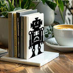 Peacoblue Metal Bookends for Shelves, Modern Decorative Heavy Duty Study Book Support Stoppers for Office, Desk, Shelf, Room 5.3"x4.3"x7.9" Cast Iron Simple Tall Bookends, 1 Pair (Robot) - style: Robot