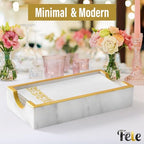 Fete Marble Tray for Bathroom - Guest Towel Holder Tray - 4 x 10 - White Marble - color: Marble Holder
