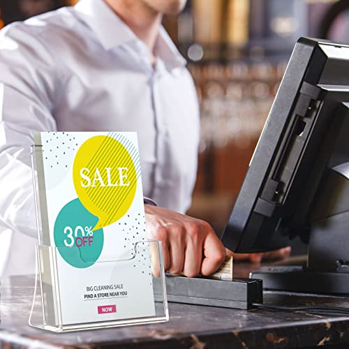 HIIMIEI Brochure Holder 8.5 x 5.5 inches, Acrylic Flyer Holder with 2 Pack, Plastic Stands for Displaying Magazines, Pamphlets, Literature, Brochures, Booklets, Menu - size: 8.5''x5.5''