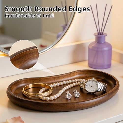 Acacia Wood Serving Tray – Premium Craftsmanship Decorative Tray Irregular Handmade Catchall Plate for Keys, Snacks, Coffee Table Décor & Entryway Organization-10.9 * 5.7 * 1.18 inches - style: Style 2