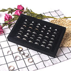 Pangkeep Ring Holder Display Tray Jewelry Organizer Stands for Selling Rings Earrings Show (Black) - color: Black