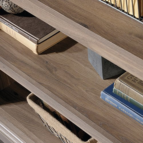Sauder 5 Tier Book Shelf Wooden Bookcase Multipurpose Bookshelf for Home Office, Living Room, in Salt Oak finish - color: Salt Oak
