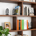 HappyHapi Decorative Bookends for Shelves, 7 Pair Metal Book Ends for Heavy Books, Black Book Stopper for Home Office Library, 6.9" x 4.7" x 3.5"（14 Pcs）