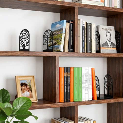 HappyHapi Decorative Bookends for Shelves, 7 Pair Metal Book Ends for Heavy Books, Black Book Stopper for Home Office Library, 6.9" x 4.7" x 3.5"（14 Pcs）