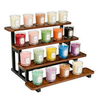 NANXITU 4 tiered Wood Risers Display Stands, Straight Display Stands for Vendor Events, Cupcake Dessert Food Stand Display Table,Craft Shows Farmers Market Retail Display Racks for Collectible Perfume