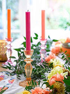 Talking Tables Boho Pink Glass Candlestick Holder Height 16cm One Size Glass Candle Holder,Large - color: Pink, size: Large