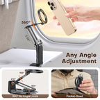 OMOTON TP02 360°Rotating for MagSafe Tripod, Adjustable Aluminum Magnetic Phone Tripod for iPhone 17/16/15/14 Pro Max Air, Foldable Cell Selfie Stick Fits Vlog, Gym, Travel Essentials, Black& Black - color: 7-Black& Black