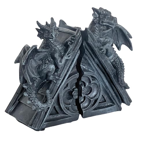Bellaa Gothic Dragon Stone Finish Medieval Bookends - color: Z Black