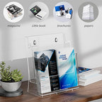 FUCDTEFC Acrylic Brochure Holder 8.5x11 & 4 x9 Inches, Clear 2 Tier Literature Magazine Stand Brochure Display Stand w Removable Divider Universal, Pamphlet Flyer Holder for Wall Mount or Countertop - size: 1 Pack 2-Tier Brochure Holder