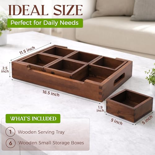 Set7 Wood Serving Tray with Handles – Large Rectangular Breakfast & Ottoman Tray with Raised Edges, Serving Platter Snack Tray, Serving Tray with Food (7, Vintage Wood 2) - color: Vintage Wood 2