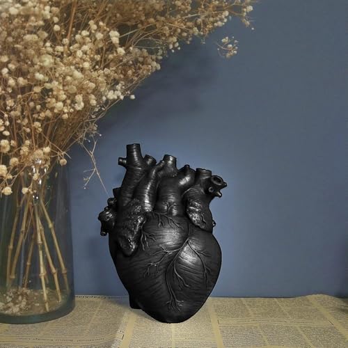 Vase Flower Vases Heart Shaped Decor Resin Flower Pot Modern Unique Nordic Art Style Decorative Vase for Home Wedding Gift Desktop Living Room Decoration - Black - color: Black