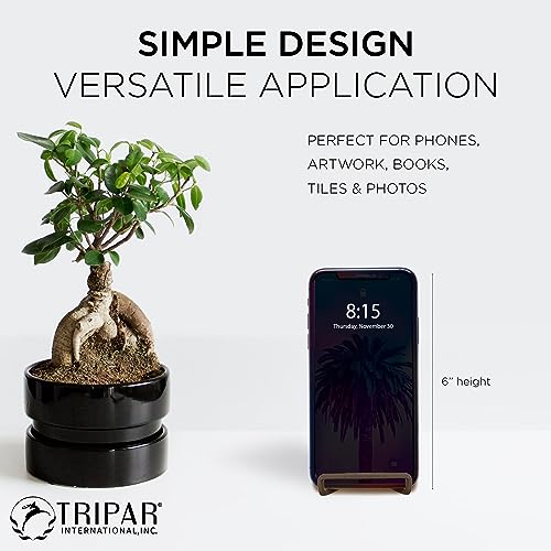 Tripar Square Metal Wire Stand, Mahogany Finish (3-Inch Depth) Tabletop Easel Sleek & Modern Look - Perfect for Books, Plates, Photos & More