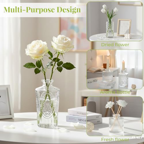 12 Pack Bud Vase in Bulk - BEAHOT Clear Flower Vases for Wedding Decorations, Glass Vase for Table Decorations, Small Vase for Home, Mother's Day, Centerpieces, Party, Office (Clear) - color: Clear