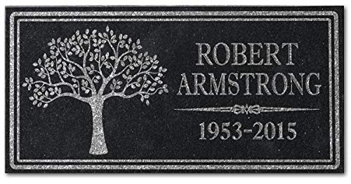in Loving Memory Photo Tree of Life Personalized Granite Memorial Stone Sympathy Remembrance of Dad Mom Child (Granite-Tree-Pers, Garden 12"x6"x3/8")