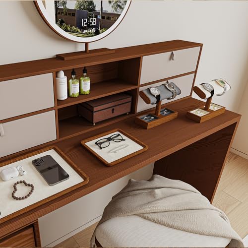 Oirlv Solid Wood Jewelry Tray Jewelry Display Holder Showcase Watch Display Organizer (Medium, Creamy-white) - color: Creamy-white, size: 7.87"x 7.08"x 0.59"