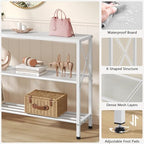 Hoctieon White Industrial Console Table, 3 Tier Entryway Tables, Hallway Desk, Narrow Sofa Tables with Shelves, Entrance Table for Entryway, Living Room, Foyer, Hallway, Office, White - color: White