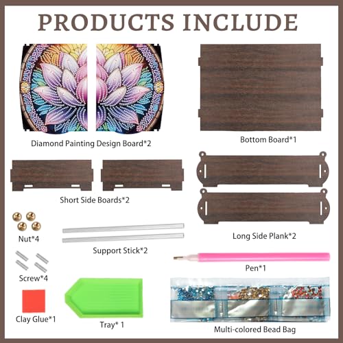 Tontut Diamond Painting Kit Storage Box, Beautiful Lotus DIY Multifunctional Handicraft Storage Box, Suitable for Home Office Holiday Gifts - color: Flower