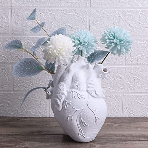 Vase Flower Vases Heart Shaped Decor Resin Flower Pot Modern Unique Nordic Art Style Decorative Vase for Home Wedding Valentine Gift Desktop Living Room Decoration - White - color: White