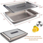 Grilling Prep and Serve Trays, Set of 2 Stackable Stainless Steel BBQ Trays, Deep Marinating Container, Serving Platter for Plating Food, BBQ Prep Tub for Marinating Meats, Grill Accessories - style: Deep Prep Trays