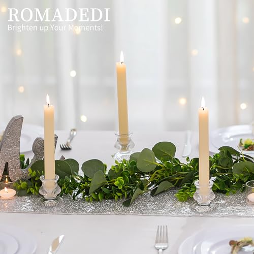Romadedi Glass Candle Holder for Candlestick - 20 Pcs Clear Small Tapered Candle Holder Decor Bulk Wedding Table Centerpiece for Candle Sticks Christmas Party Living Room Dinner Advent - color: Clear, size: 20 Pcs