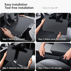 YONZEE 2-in-1 Car Steering Wheel Desk Tray & Car Seat Gap Filler Organizer – Foldable Carbon Fiber Look Table for Laptop, Eating Food, Writing – for Standard Round Steering Wheels - color: Black
